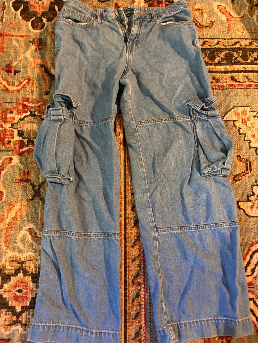 wild fable Light Blue Wide-Leg Cargo Jeans